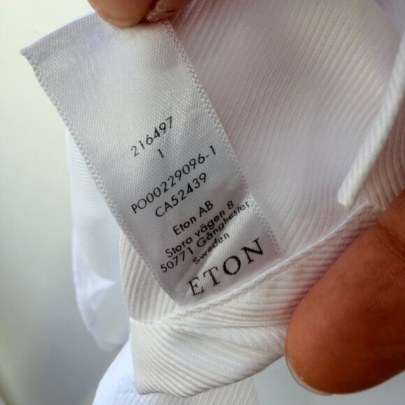 Eton Custom Made White Textured Twill Dress Shirt – Size 42 / 16–16.5 (Estimated - Picture 8 of 10